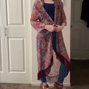 Boho Burgundy Shawl